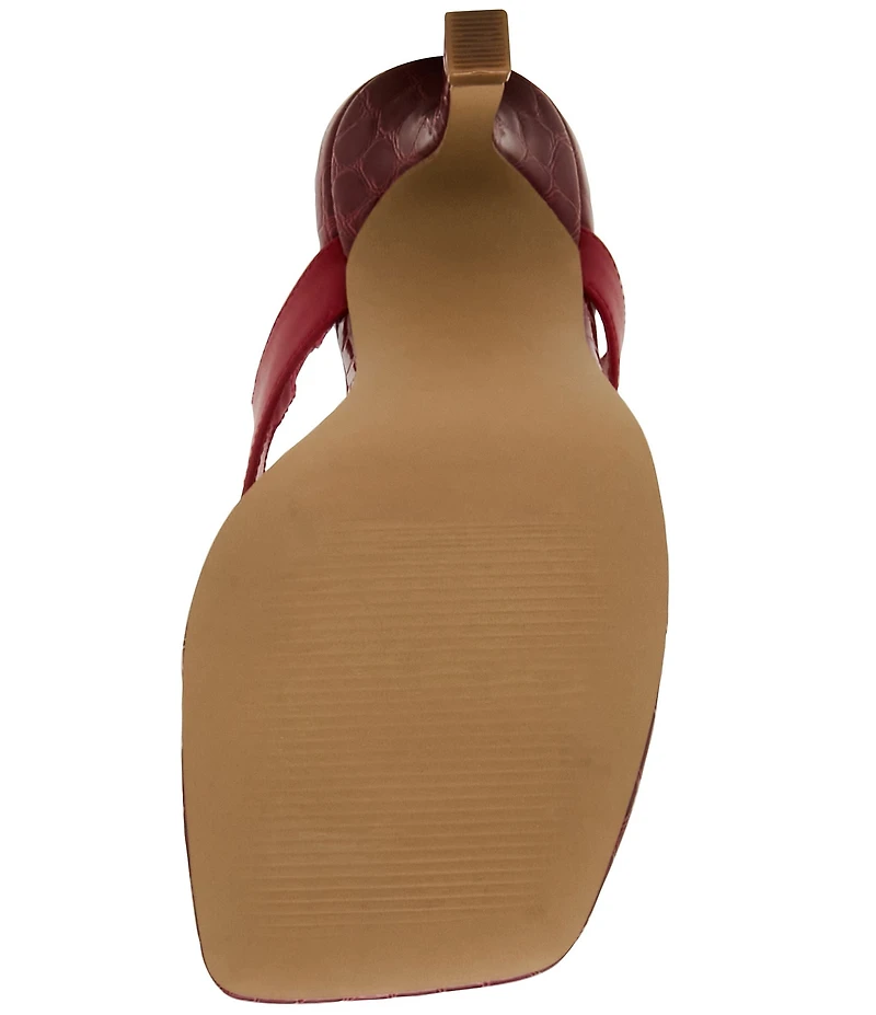 Steve Madden Improv Leather Thong Square Toe Croco Slingback Dress Sandals