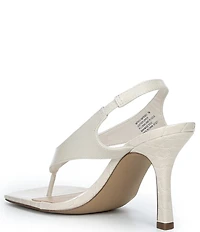 Steve Madden Improv Leather Thong Square Toe Croco Slingback Dress Sandals