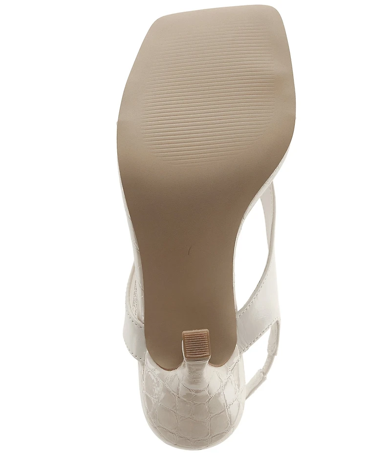 Steve Madden Improv Leather Thong Square Toe Croco Slingback Dress Sandals