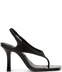Steve Madden Improv Leather Thong Square Toe Croco Slingback Dress Sandals