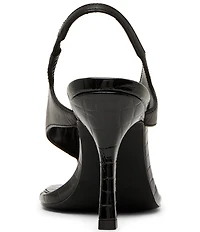 Steve Madden Improv Leather Thong Square Toe Croco Slingback Dress Sandals