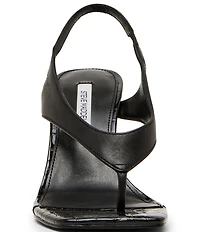 Steve Madden Improv Leather Thong Square Toe Croco Slingback Dress Sandals