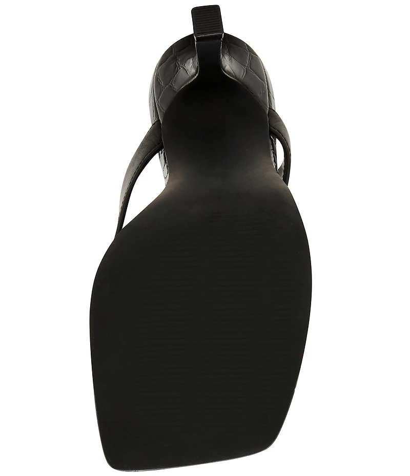 Steve Madden Improv Leather Thong Square Toe Croco Slingback Dress Sandals