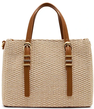 Steve Madden INDIEE Mini Box Straw Tote Handle Bag