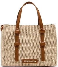 Steve Madden INDIEE Mini Box Straw Tote Handle Bag
