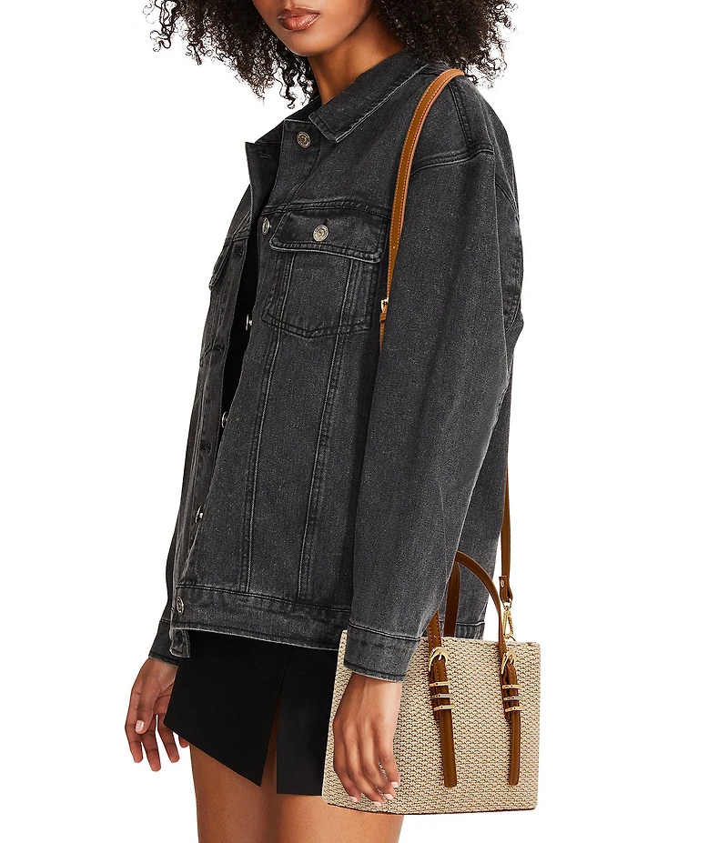 Steve Madden INDIEE Mini Box Straw Tote Handle Bag