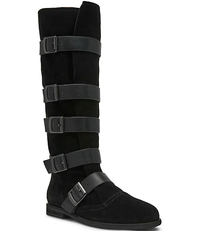 Steve Madden Indio Suede Multi Strap Buckle Hardware Tall Boots