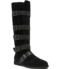 Steve Madden Indio Suede Multi Strap Buckle Hardware Tall Boots