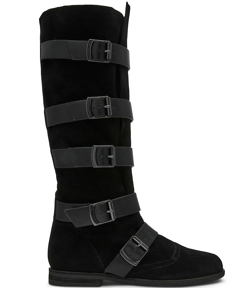 Steve Madden Indio Suede Multi Strap Buckle Hardware Tall Boots