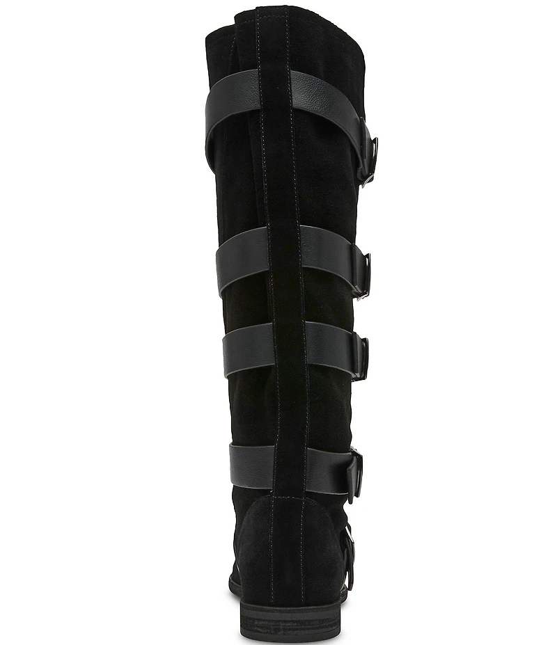 Steve Madden Indio Suede Multi Strap Buckle Hardware Tall Boots