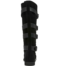 Steve Madden Indio Suede Multi Strap Buckle Hardware Tall Boots