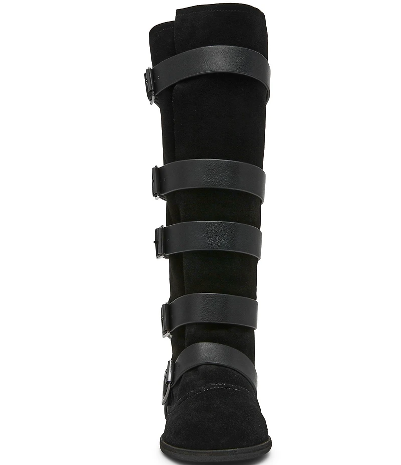 Steve Madden Indio Suede Multi Strap Buckle Hardware Tall Boots