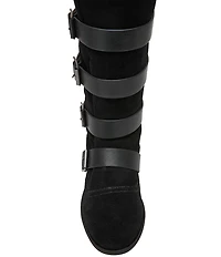 Steve Madden Indio Suede Multi Strap Buckle Hardware Tall Boots