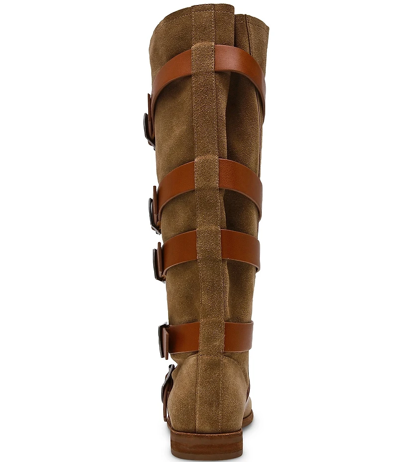 Steve Madden Indio Suede Multi Strap Buckle Hardware Tall Boots