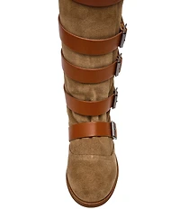 Steve Madden Indio Suede Multi Strap Buckle Hardware Tall Boots