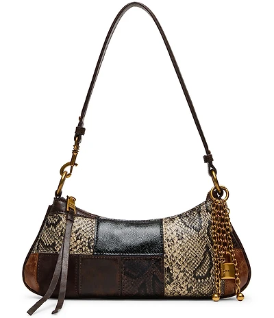 Steve Madden Irina Snake Print Patchwork Shoulder Bag
