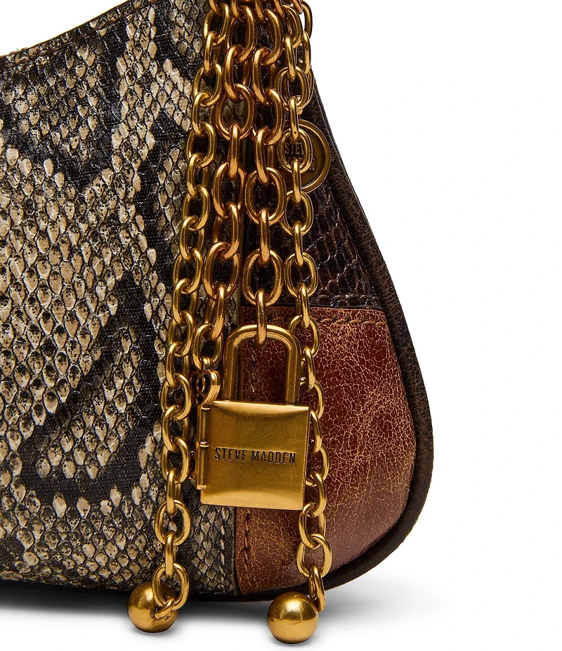 Steve Madden Irina Snake Print Patchwork Shoulder Bag