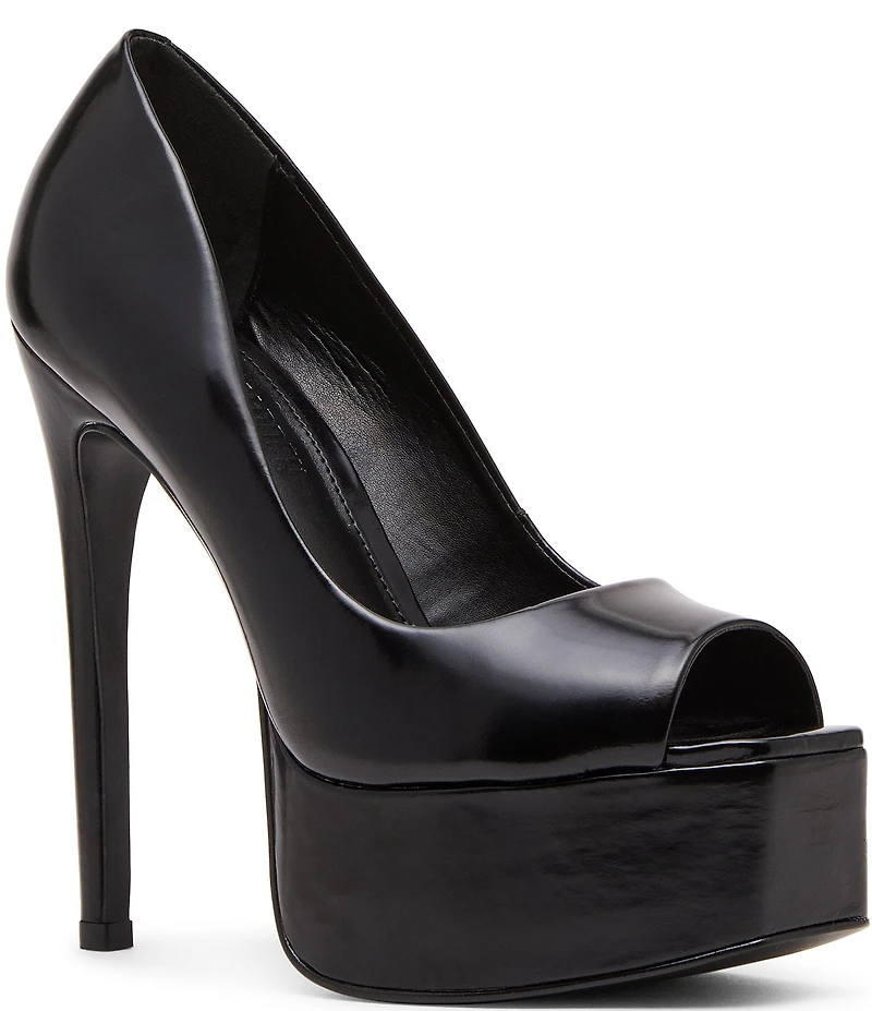 Steve Madden Ives Leather Peep Toe Platform Stiletto Pumps