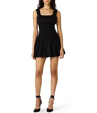Steve Madden Ivy Square Neck Drop Waist Mini Dress