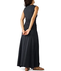 Steve Madden Jace Jersey Crew Neck Ruched Maxi Dress