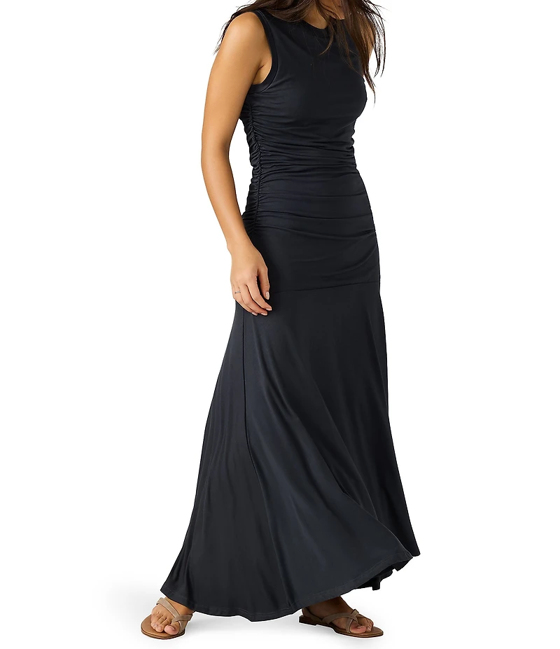 Steve Madden Jace Jersey Crew Neck Ruched Maxi Dress