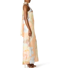 Steve Madden Jaidan Floral Print Halter High Neck Dress