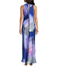 Steve Madden Jaidan Floral Print Halter High Neck Dress