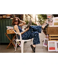 Steve Madden Jaxon Laser Engraved Floral Low-Rise Wide Leg Denim Jeans