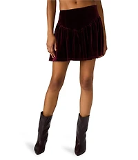 Steve Madden Jayla Basque Waist Velvet Mini Skirt