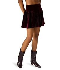 Steve Madden Jayla Basque Waist Velvet Mini Skirt