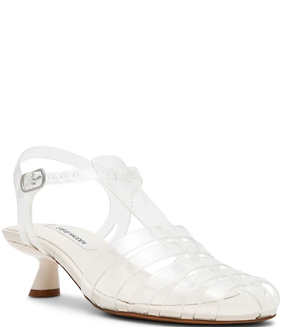 Steve Madden Jelina Jelly Fisherman Kitten Heel Sandals