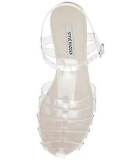 Steve Madden Jelina Vinyl Fisherman Kitten Heel Sandals