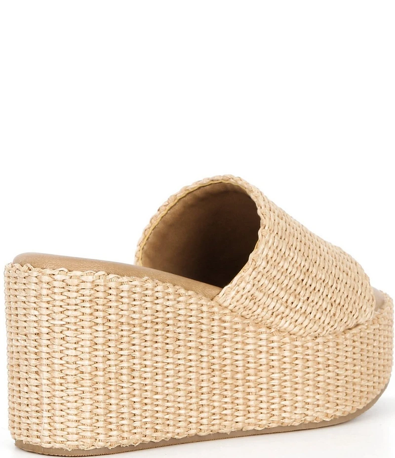 Steve Madden Jetty Raffia Platform Wedge Slide Sandals