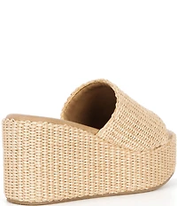Steve Madden Jetty Raffia Platform Wedge Slide Sandals