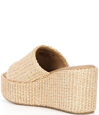 Steve Madden Jetty Raffia Platform Wedge Slide Sandals
