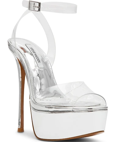 Steve Madden Jezzica Clear Platform Stiletto Dress Sandals