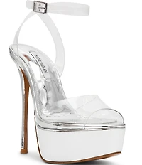 Steve Madden Jezzica Clear Platform Stiletto Dress Sandals