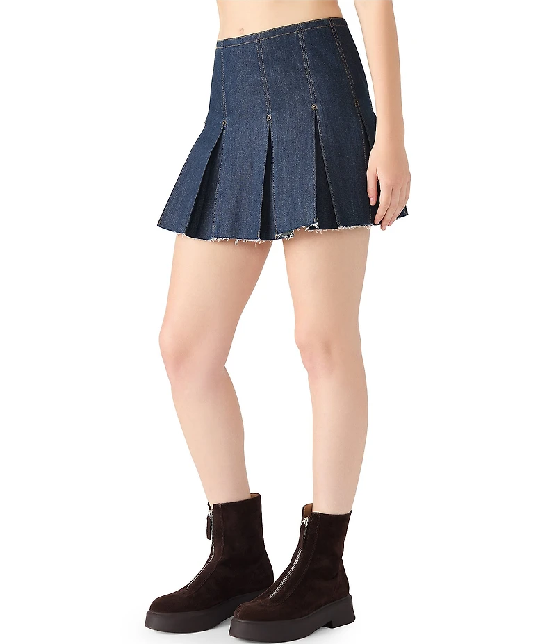 Steve Madden Joan Pleated Denim Mini Skirt