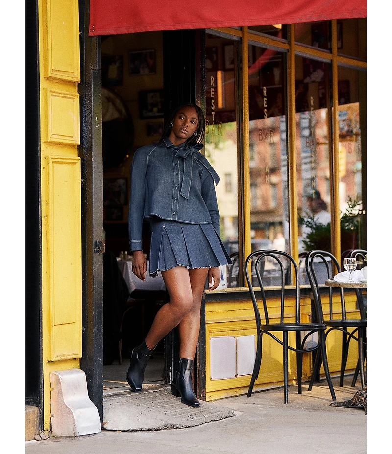 Steve Madden Joan Pleated Denim Mini Skirt