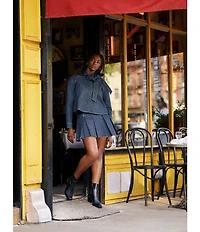 Steve Madden Joan Pleated Denim Mini Skirt