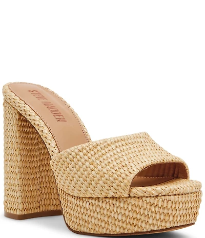 Steve Madden Joel Raffia Platform Dress Sandals