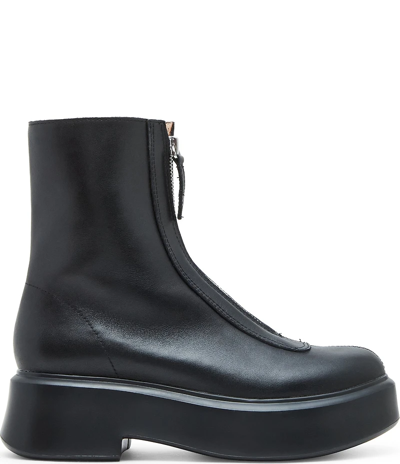 Steve Madden Jones Front-Zip Leather Platform Booties