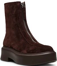 Steve Madden Jones Front-Zip Suede Platform Booties