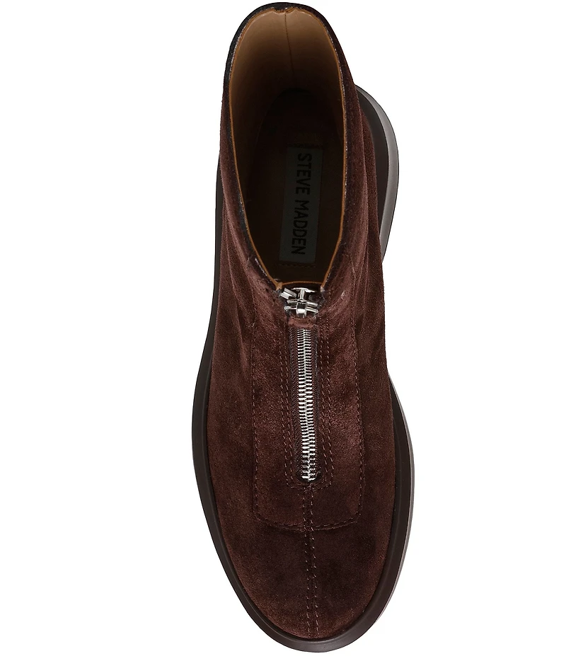 Steve Madden Jones Front-Zip Suede Platform Booties