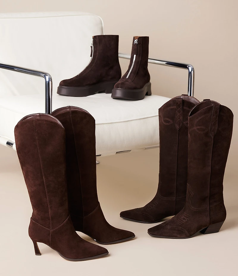 Steve Madden Jones Front-Zip Suede Platform Booties