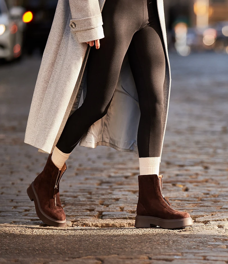 Steve Madden Jones Front-Zip Suede Platform Booties
