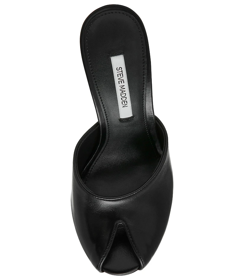 Steve Madden Jules Leather Peep Toe High Stiletto Dress Mule Sandals