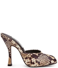 Steve Madden Jules Snake Print Leather Peep Toe Dress Mule Sandals