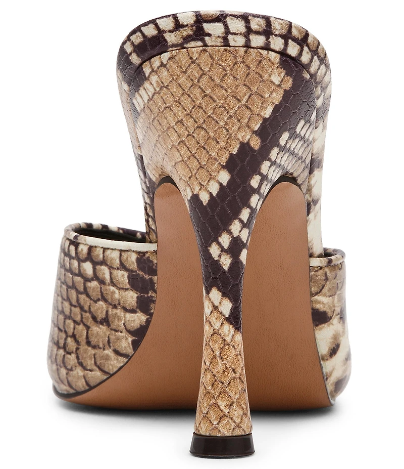 Steve Madden Jules Snake Print Leather Peep Toe Dress Mule Sandals