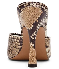 Steve Madden Jules Snake Print Leather Peep Toe Dress Mule Sandals